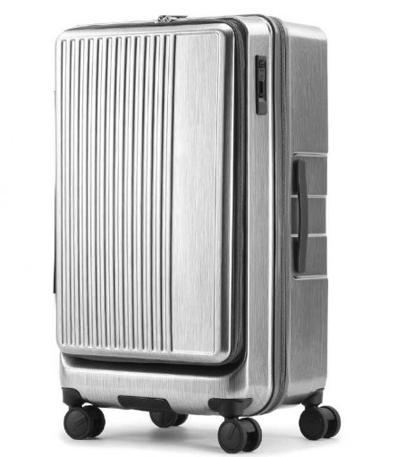 2202-TL-04 大容量115L・縦長スーツケース｜拡張＆ストッパー付き／無料受託手荷物サイズ対応 Lサイズ SQUARE ( スクエア ) ヘアラインシルバー 2202-TL-04 TSAロック搭載