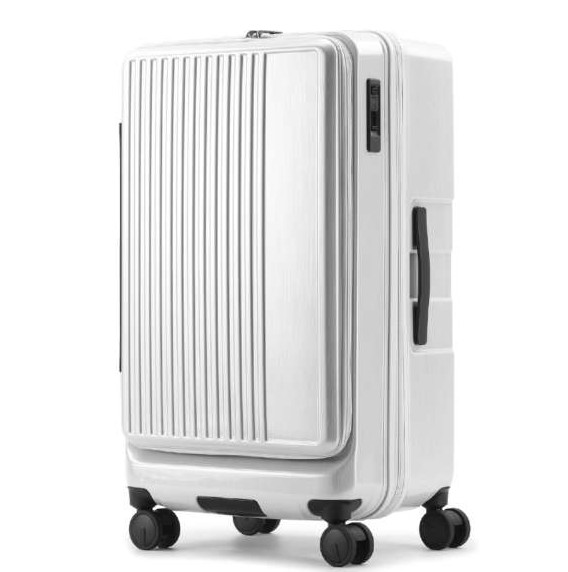 2202-TL-07 大容量115L・縦長スーツケース｜拡張＆ストッパー付き／無料受託手荷物サイズ対応 Lサイズ SQUARE ( スクエア ) ヘアラインホワイト 2202-TL-07 TSAロック搭載