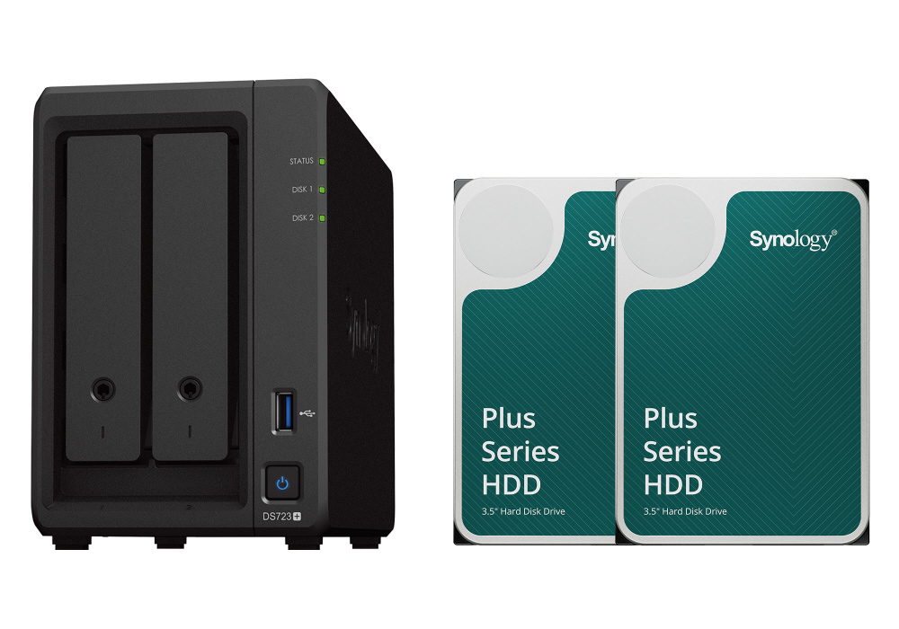 【欠品中・現在取り扱い無し】DS723+_HAT33004TB2 NAS 8TB搭載 /2ベイ DiskStation DS723+ +HAT3300-4TB 2個 DS723+_HAT3300-4TB2 ■