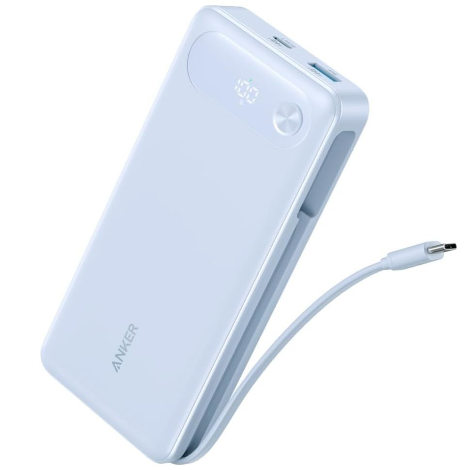 【欠品中・現在取り扱い無し】A1383NV1 モバイルバッテリー Anker Power Bank (20000mAh、87W、Built-In USB-C ケーブル) ヴァイオレット A1383NV1 USB Power Delivery対応 /3ポート ■