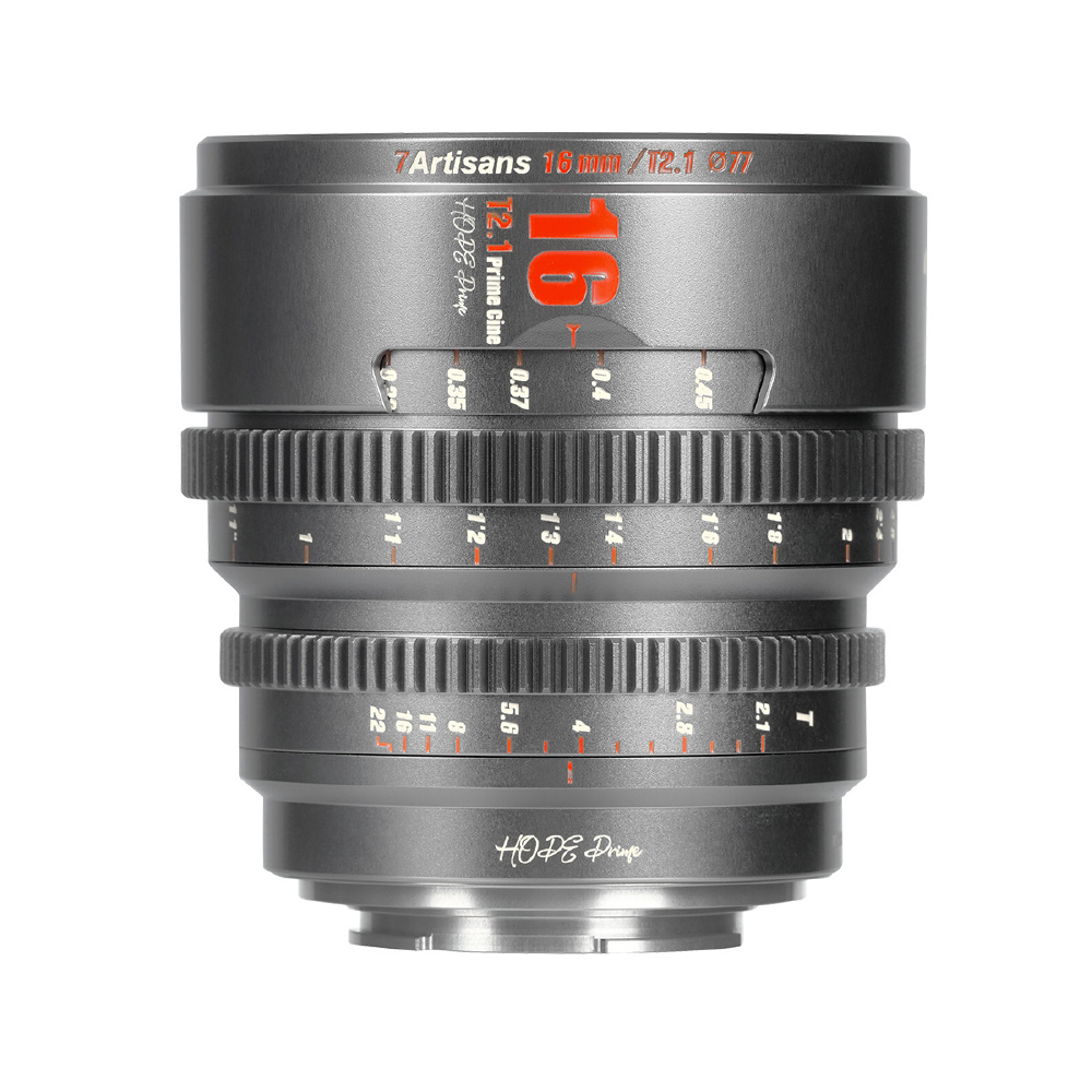 【欠品中・現在取り扱い無し】7A-HP16T21-X-T シネマレンズ 7Artisans HOPE Prime 16mm T2.1 Super 35mm 富士フイルムXマウント チタングレー 7A-HP16T21-X-T FUJIFILM X /単焦点レンズ ■