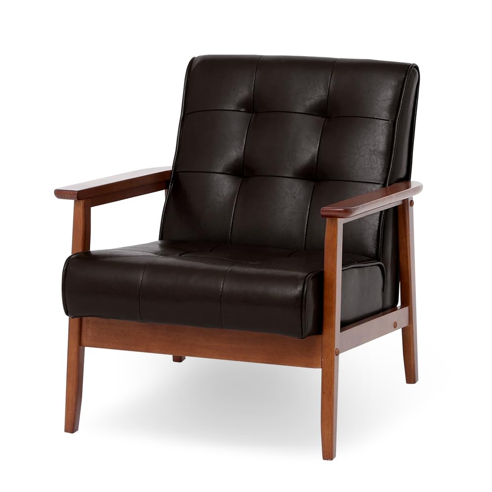 アイリスプラザ(IRIS PLAZA) ソファ 1人掛け PU ダークブラウン 幅約65cm 72085 ■