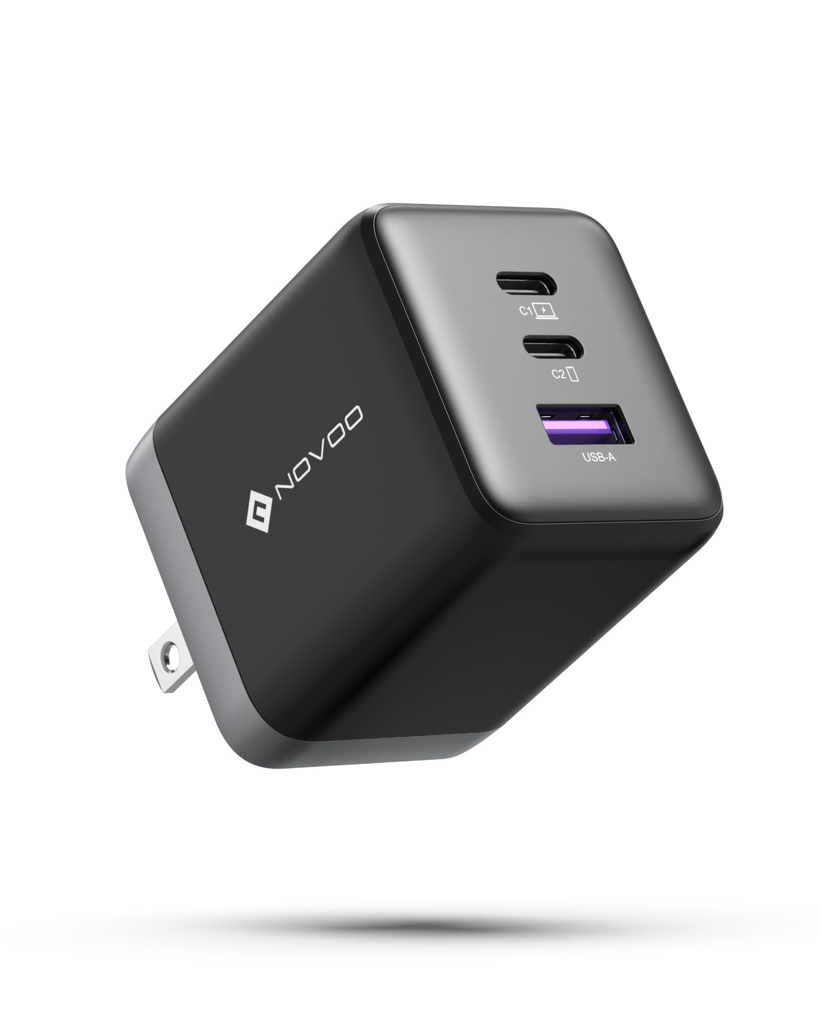NOVOO 100W USB C充電器、MacBook充電器、3ポートGaN III高速充電ブロック（PD3.0、PPS対応）、折りたたみ式コンパクトUSB Cラップトップ充電器、iPad Pro、Galaxy S24 S23、iPhone 16 15 Pro、Dell XPS 13用USB Cプラグ ■
