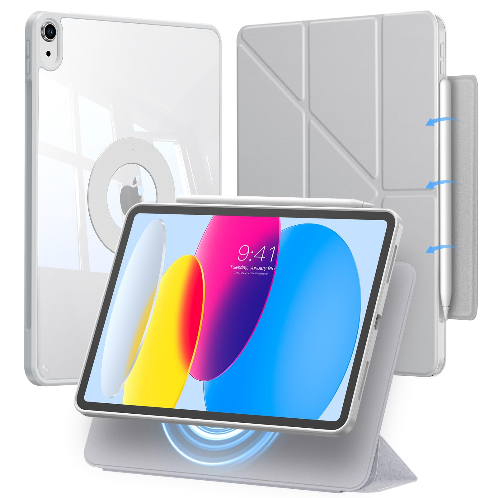 iPad A16 ケース 第11世代 第10世代 10.9インチ 専用カバー(2022 2025) iPad 11世代 ケース ペン収納 縦置&横置き対応 マルチアングル スタンド 着脱式マグネットカバー 耐衝撃 全方位保護 ■