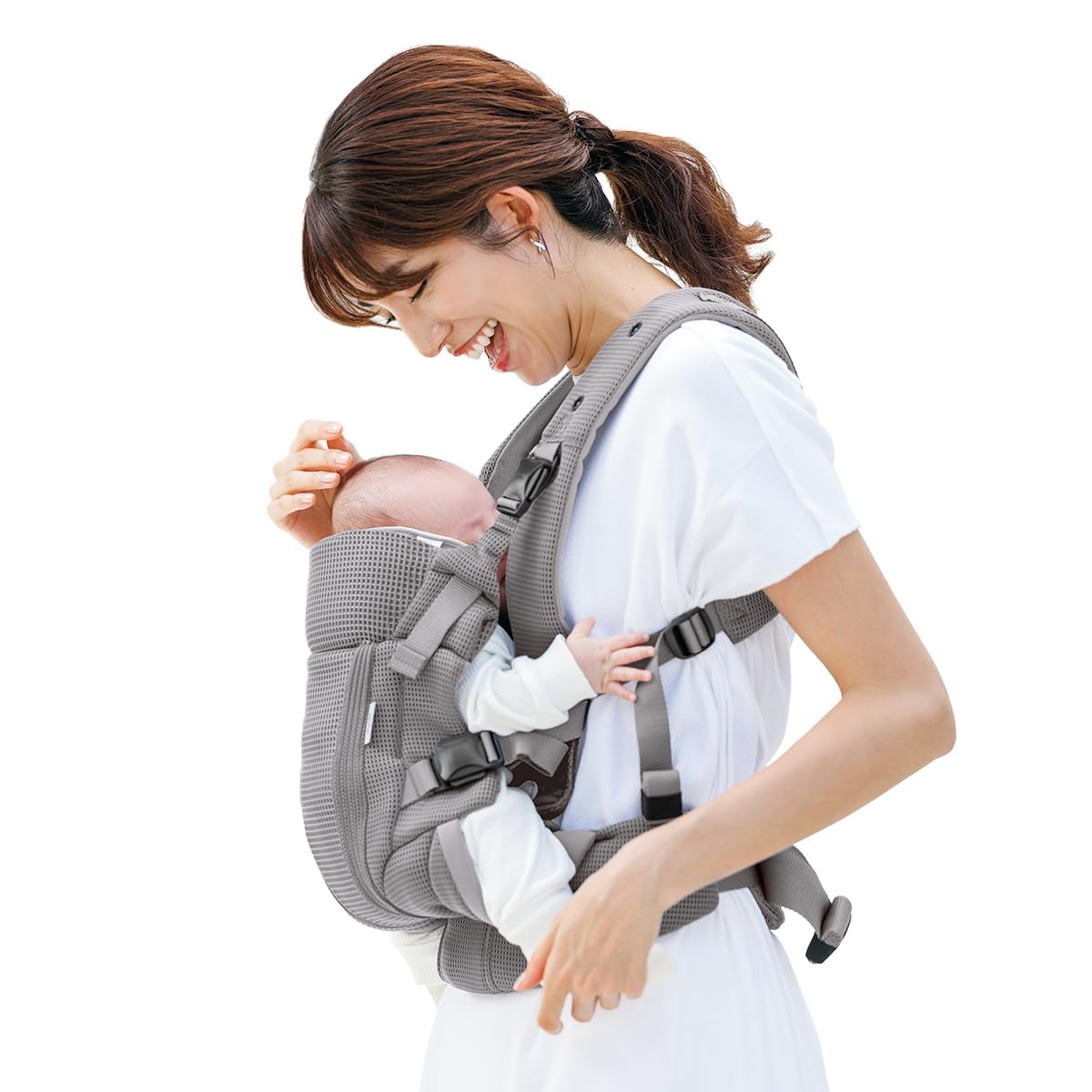 Aprica(アップリカ) 抱っこ紐 ラクリス AB 生後14日～36か月まで 新生児から使える 保冷剤も入れられるメッシュポケット付き 4WAY (クラウドグレー) 2211625 ■