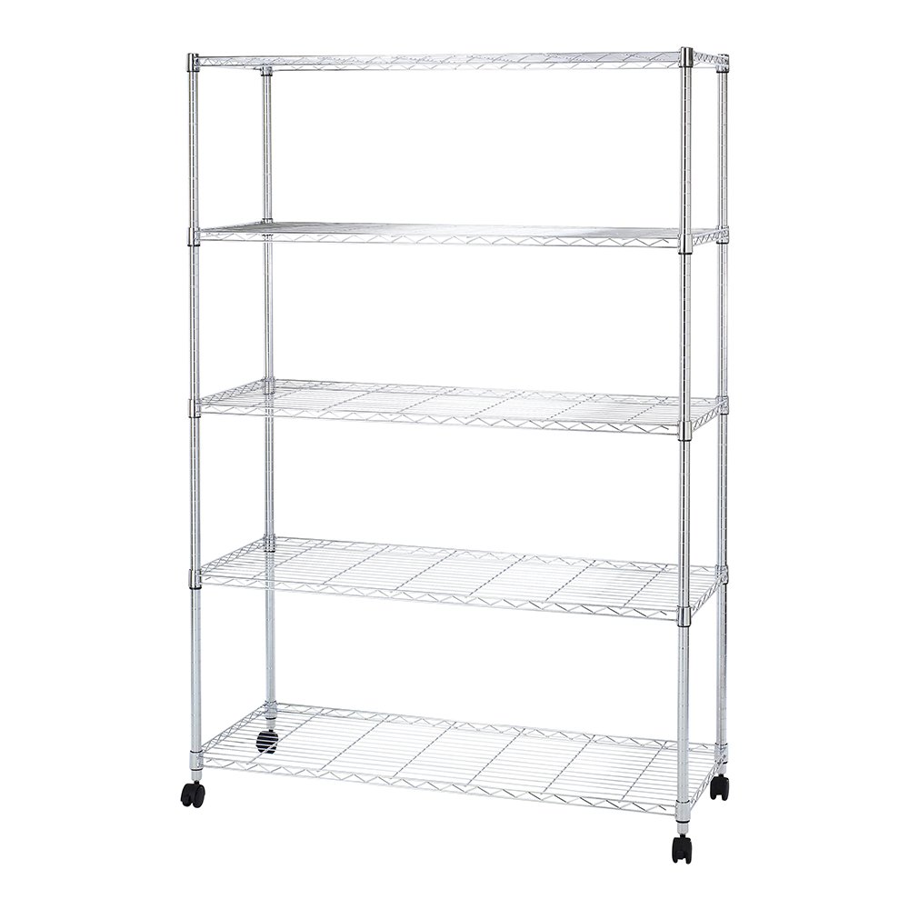 ドウシシャ 棚 ルミナス互換 メタルルミナスラック 幅120 5段 スチールラック 収納棚 幅120×奥行46×高さ180cm 全体耐荷重400kg頑丈 キャスター付き 防錆加工 ポール径25mmパーツ対応 業務用 シェルフ キッチン収納EL25-12185 ■