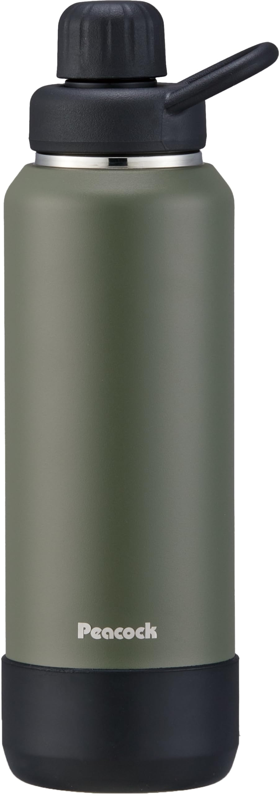 炭酸も持ち運べるボトルピーコック魔法瓶 水筒 炭酸対応 カーキ 1L 保冷 炭酸 直飲み スポーツ 持ち手 魔法瓶 AJL-R100 K ■