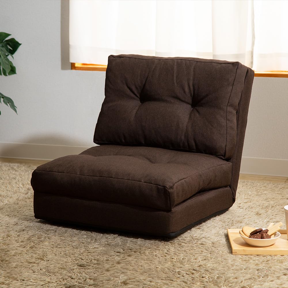アイリスプラザ ソファーベッド マルチに使える3WAY 幅60cm 14段階リクライニング 座椅子 1人掛け ソファ 折りたたみ 折り畳み 幅約60×奥行約66-205×高さ約12-61cm CG-4A-60 ブラウン ■