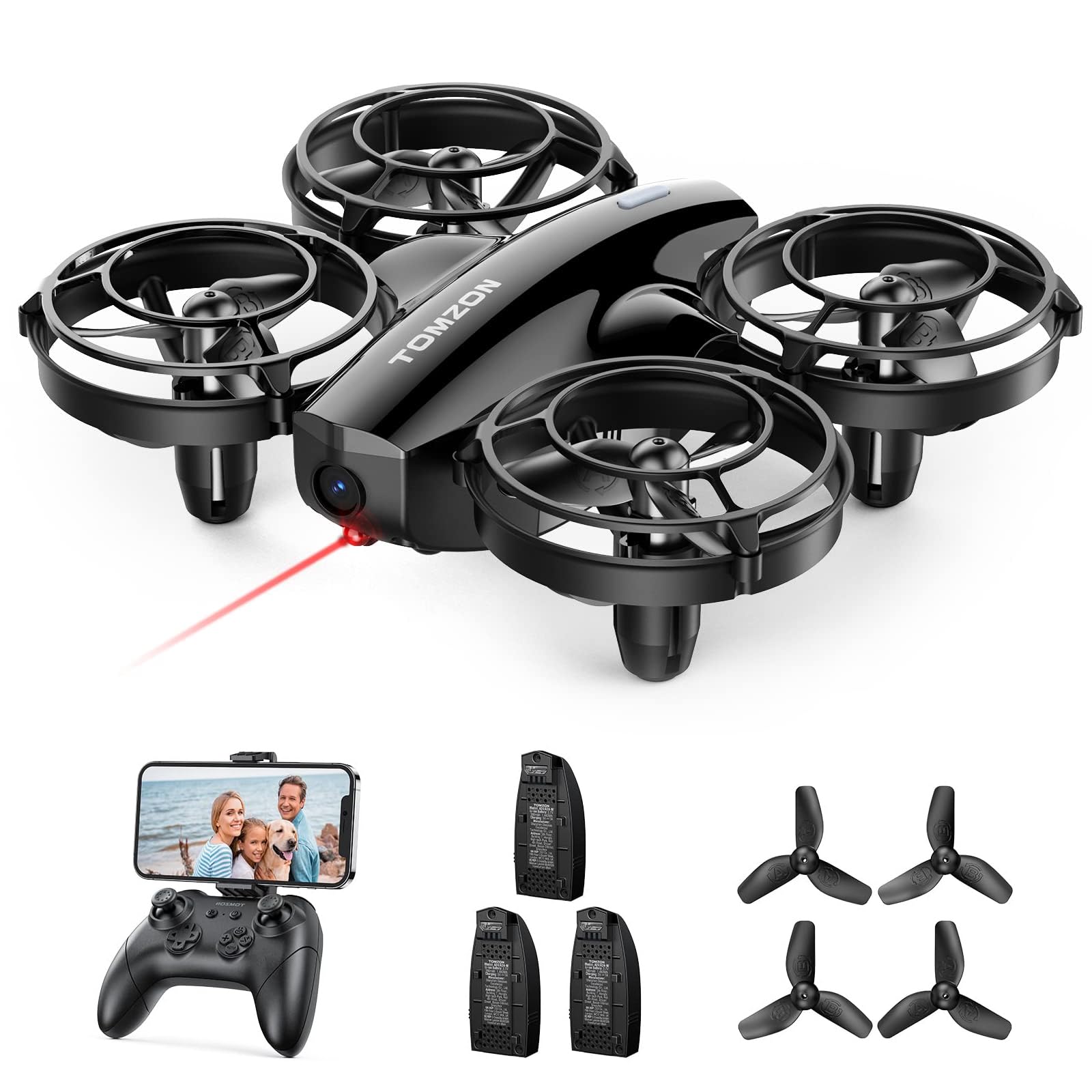 ドローン 1080Pカメラ付き 24分飛行時間 Tomzon 100g未満 申請不要 最新対戦型 バッテリー3個 こども向け 室内 トイドローン 小型 放り投げ飛行 ワンキー離着陸 軌跡飛行モード 宙返り サークル飛行 高度維持 お祝い 誕生日 クリスマスプレゼント 国内認証済み A24W ■