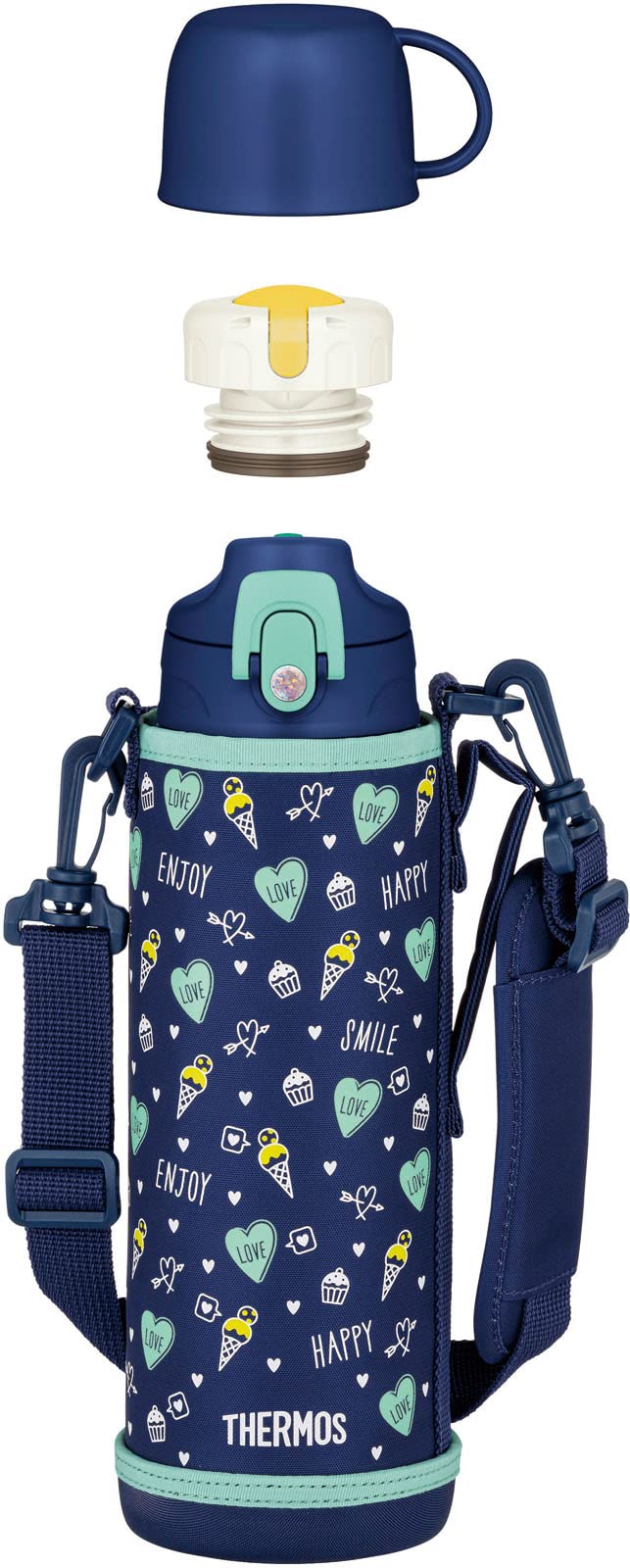 サーモス 水筒 真空断熱2ウェイボトル 1L 1.03L ネイビーグリーン 直飲み コップ付き 子供用 通園通学 FJJ-1001WF NVGR ■