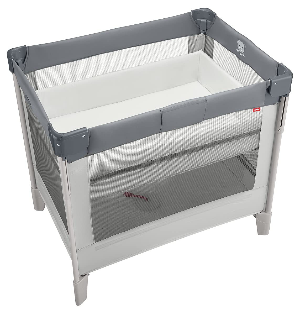 Aprica(アップリカ) ベビーベッド ココネルエアー AB 0か月から2歳頃まで ミニ コンパクト 折りたたみ ベビーサークル (グレーベアー) 2135700 ■