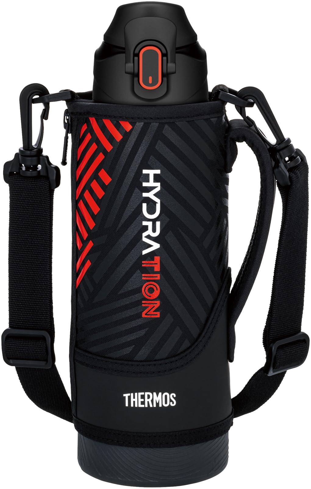 サーモス 水筒 真空断熱スポーツボトル 1L ブラックオレンジ 保冷専用 子供用 ポーチ付き 肩に優しいストラップ FJS-1000F BKOR ■