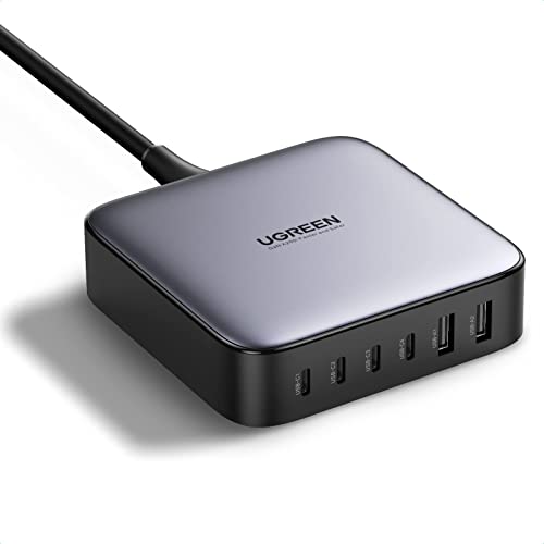 UGREEN Nexode 200W 充電器 6ポート 卓上多ポート急速充電器 USB-C×4 USB-A×2 ダブルGaNIII(窒化ガリウム)採用 全ポートPD3.0対応 単ポート100W高出力 PSE技術基準適合 MacBook iPad Pro ■