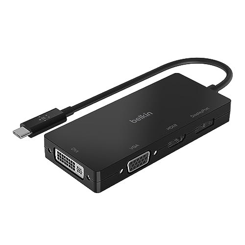 ★AVC003btBK Belkin USB-C to HDMI + VGA +DVI + DISPLAYPORT 4 in 1 映像用入力端子 変換アダプタ iPad/iPad Pro/iPad mini/MacBook/MacBook Pro/MacBook Air/Windows/Surface/Chromebook 対応 AVC003btBK AVC003