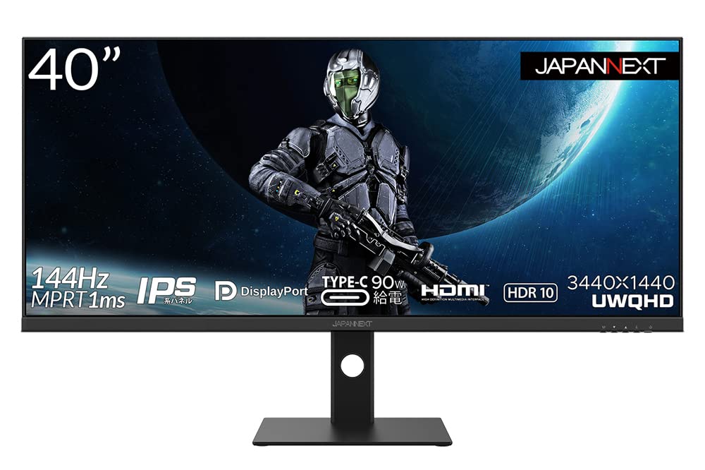 ★JN-IPS40UWQHDR144 JAPANNEXT 40インチ IPS系パネル UWQHD解像度（3440x1440）対応、144Hz ウルトラワイドゲーミングモニター JN-IPS40UWQHDR144 HDMI DP USB-C (90W給電対応） 昇降スタンド