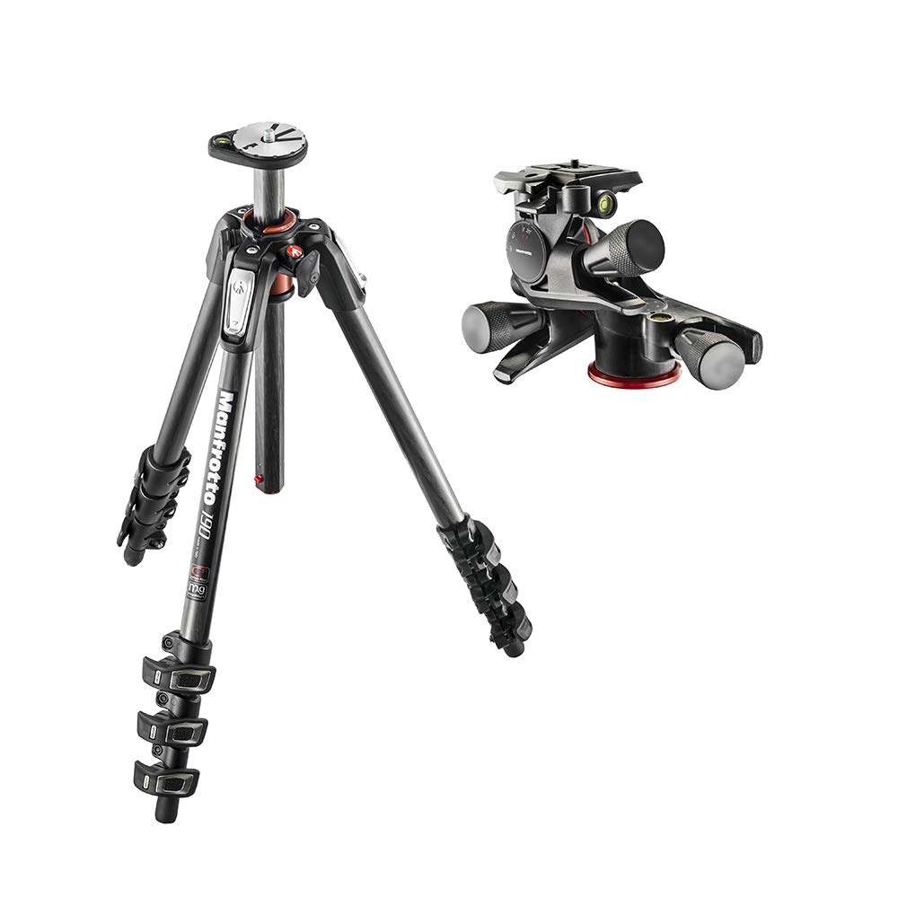 ★JP-MK190C4-3WG Manfrotto 190プロカーボン4段三脚+XPROギア付き雲台キット ブラック JP-MK190C4-3WG