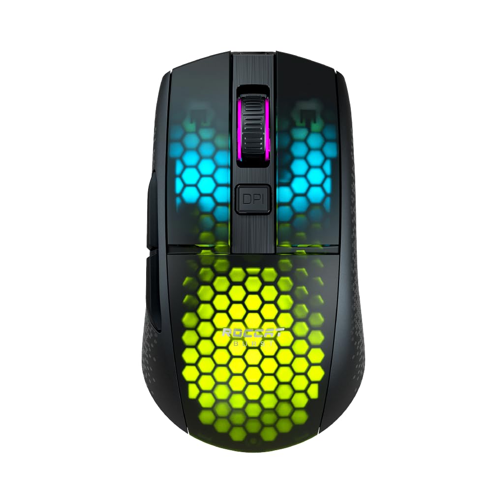 ★ROC-11-430 ROCCAT ゲーミングマウス Burst Pro Air ワイヤレス 2.4GHz/Bluetooth ブラック/黒 光学式/19K/オプティカルスイッチ/サイドボタン/軽量81g/PTFE/Reflex ドイツデザイン