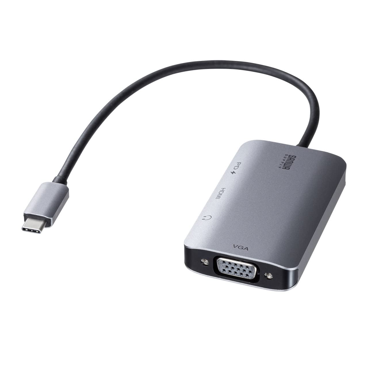 ★AD-ALCHV02 サンワサプライ(Sanwa Supply) USB Type C-HDMI/VGA変換アダプタ(4K/30Hz/PD対応) AD-ALCHV02 グレー