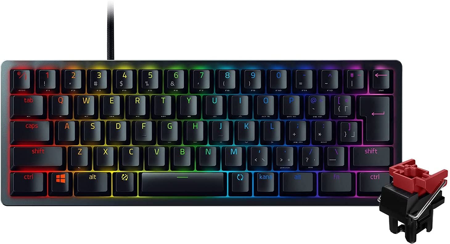 ★RZ03-03390800-R3J1 Razer Huntsman Mini JP 小型 ゲーミングキーボード テンキーレス Linear Optical Switch 日本語 JP配列 60%レイアウト 光学スイッチ 超高速1.2mm作動 リニア触感 静音 Chroma RGB 【日本正規代理店保証品】 RZ03-03390800-R3J1