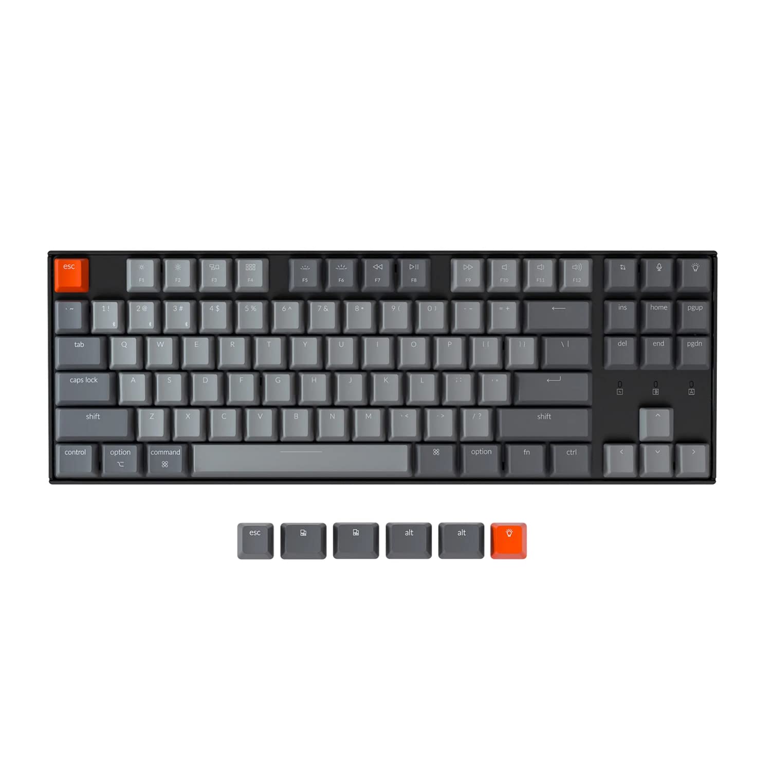 ★HS-K8A1 Susanny Keychron K8 80 Percent Layout Bluetooth Wireless Mechanical Keyboard, Tenkeyless 87 Keys/USB C/White Backlit/Gateron G Pro Red Switch/N-Key Rollover, TKL Gaming Keyboard for Mac Windows