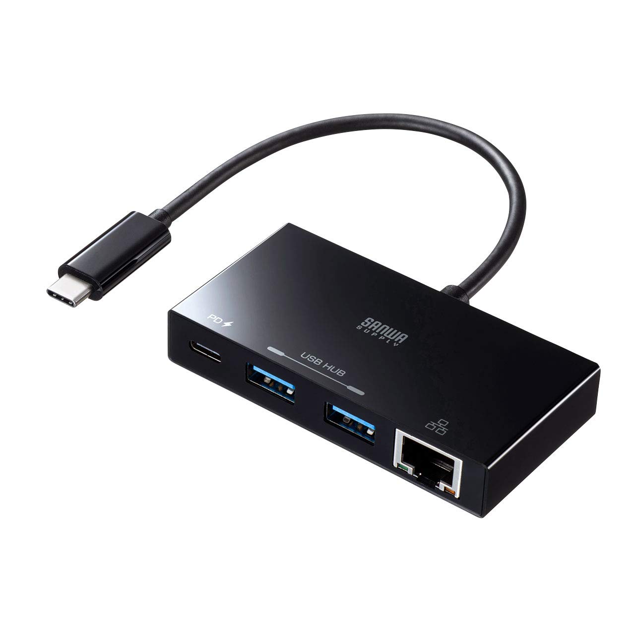 ★USB-3TCH20BK サンワサプライ(Sanwa Supply) USB Type-Cハブ LANアダプタ機能搭載 (USB Type-C×1・USB A×2・RJ-45×1ポート) USB-3TCH20BK