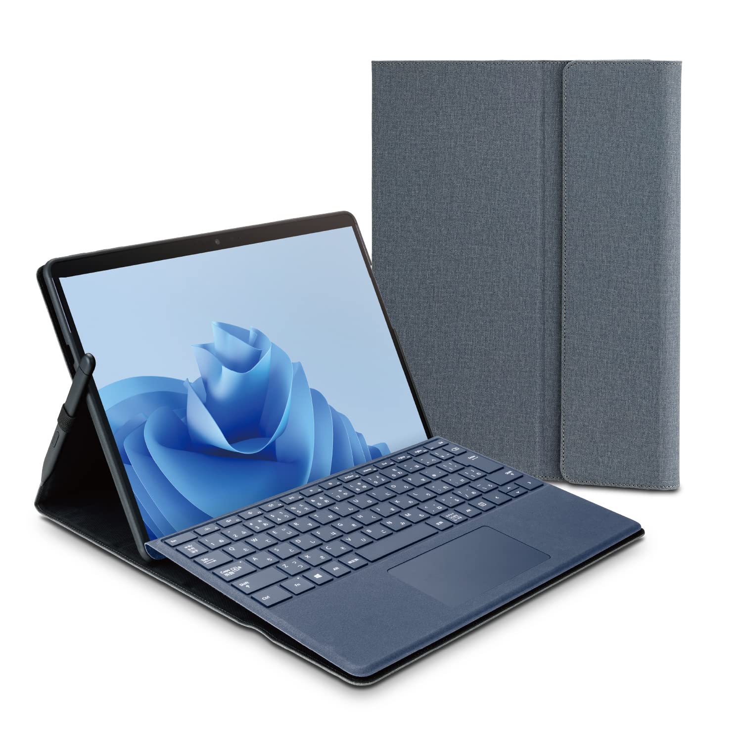 ★TB-MSP9PLF2GY エレコム Surface ProX/8/9/9 With 5G/10/11世代 ソフトレザーケース 専用保護カバー フリーアングル タッチペン収納 キーボード対応 グレー TB-MSP9PLF2GY