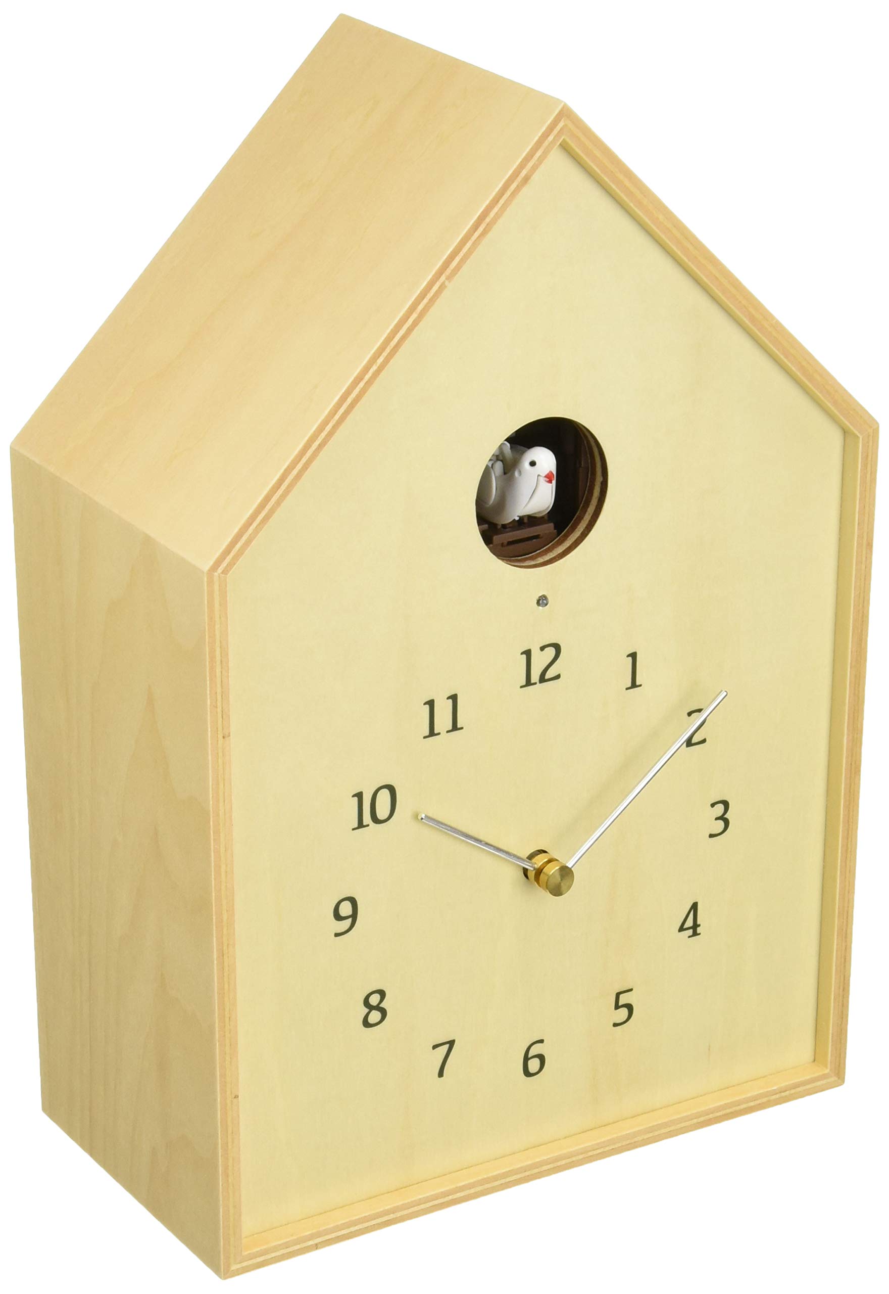 ★NY16-12 NT レムノス カッコー時計 アナログ バードハウス 天然色木地 ナチュラル Birdhouse Clock NY16-12 NT Lemnos 18.1×26.8×9.8cm