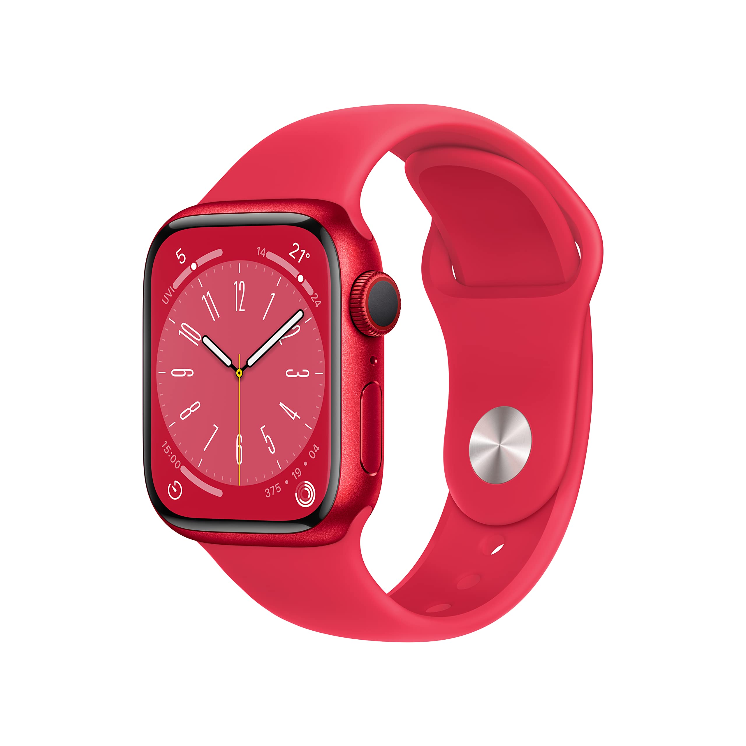 ★MNP73J/A Apple Watch Series 8 GPSモデル、41mmケース (PRODUCT)REDアルミニウムケースと(PRODUCT)REDスポーツバンド レギュラーを組み合わせたスマートウォッチ。フィットネストラッカー、血中酸素ウェルネスアプリと心電図アプリ、常時表示Retinaディスプレイ、耐水性能