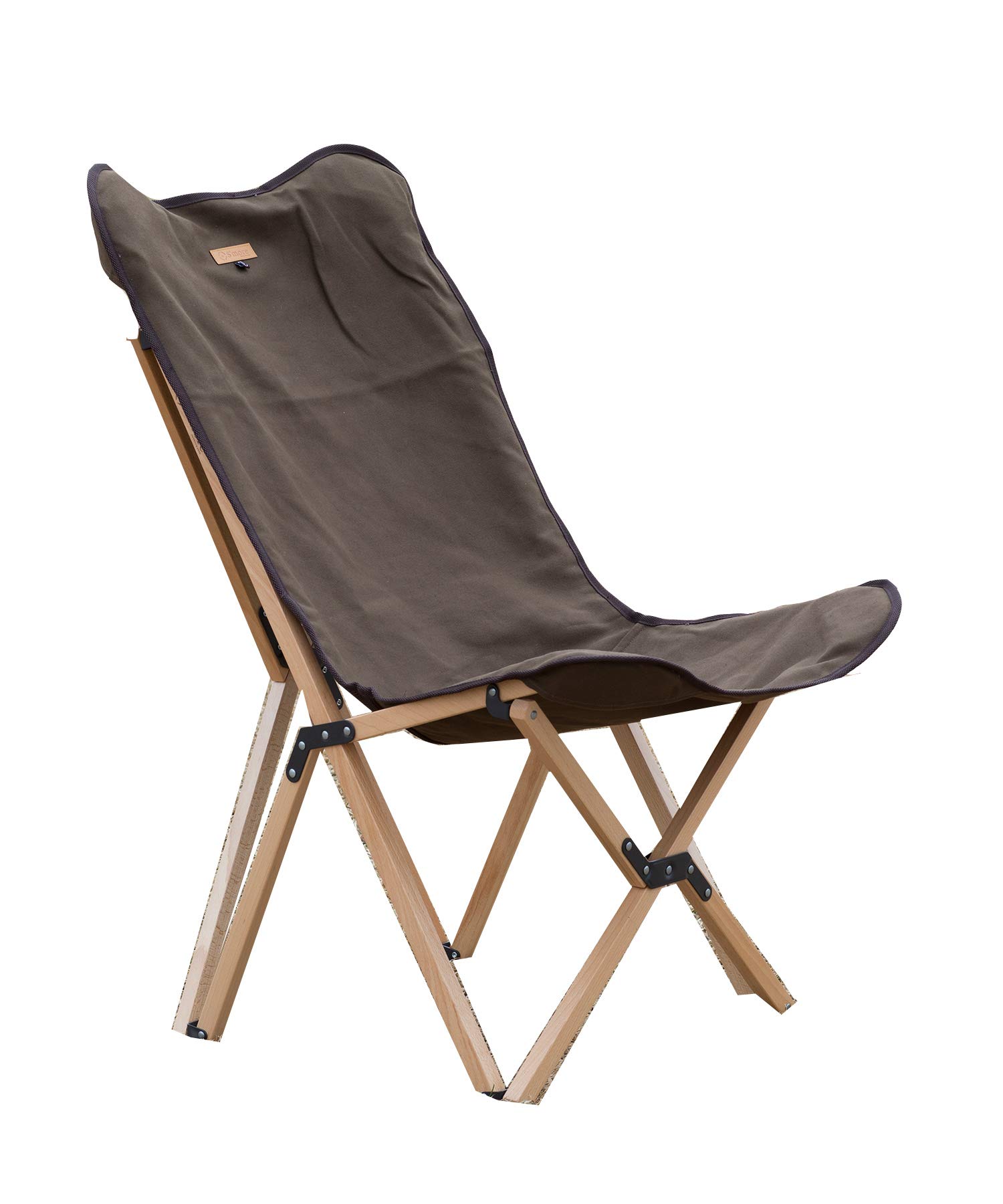 ★SMOrsPC001a S'more(スモア) Woodie pack chair アウトドアチェア キャンプ チェア 折り畳み 折りたたみ椅子 アウトドア 木製 ウッディチェア ズック キャンバス 洗える 持ち運び 収納袋付き 天然ブナ材の折り畳み木製チェア (BROWN)