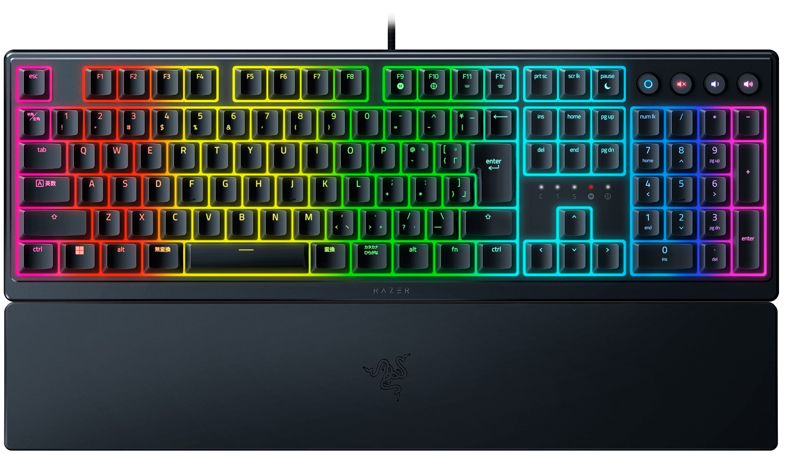 ★RZ03-04461400-R3J1 Razer レイザー Ornata V3 JP ゲーミングキーボード 有線 薄型 キーボード クリック感のあるメカ・メンブレンスイッチ搭載 UV コートキーキャップは耐摩耗性と耐傷性を向上 バックライトが光る専用メディアキー エルゴノミック設計 耐久性と耐水性 Chroma RGB マグネット式リストレスト付属 日本語配列 オルナタ ブイスリー 【日本正規代理店保証品】 ブラック