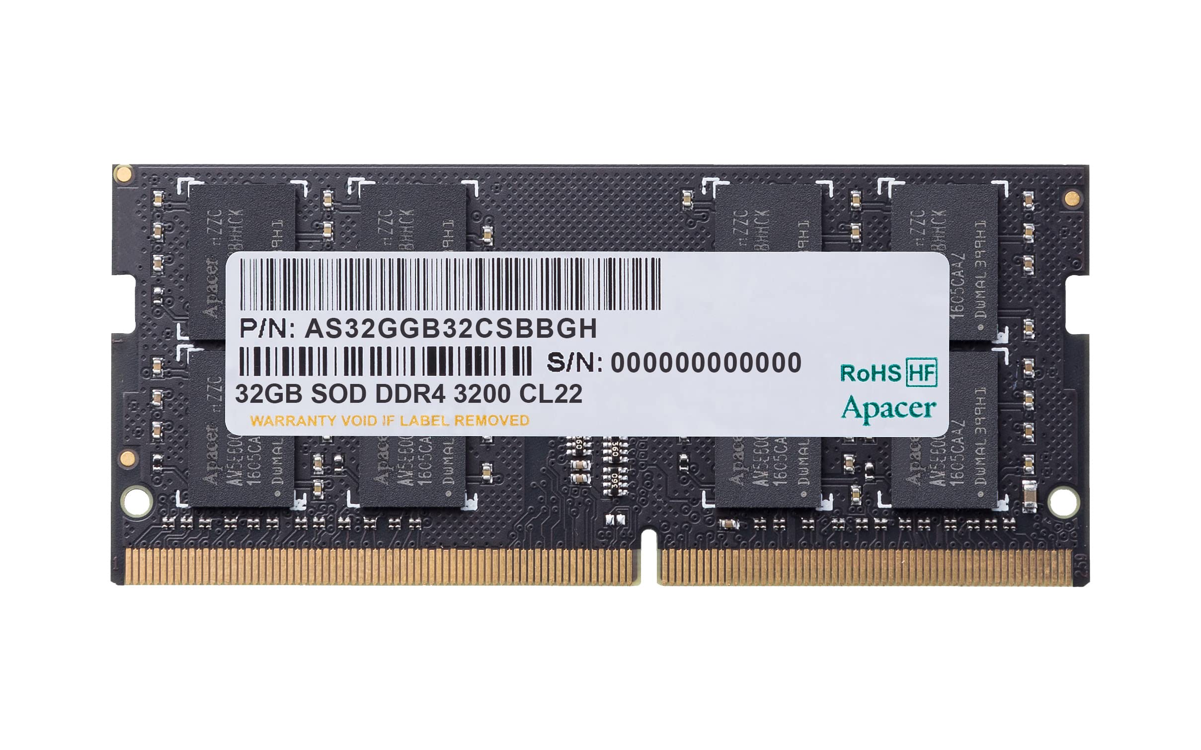 ★4712389908544 Memoria ram apacer es.32g21.psi 32gb/ ddr4/ 3200mhz/ cl22/ sodimm