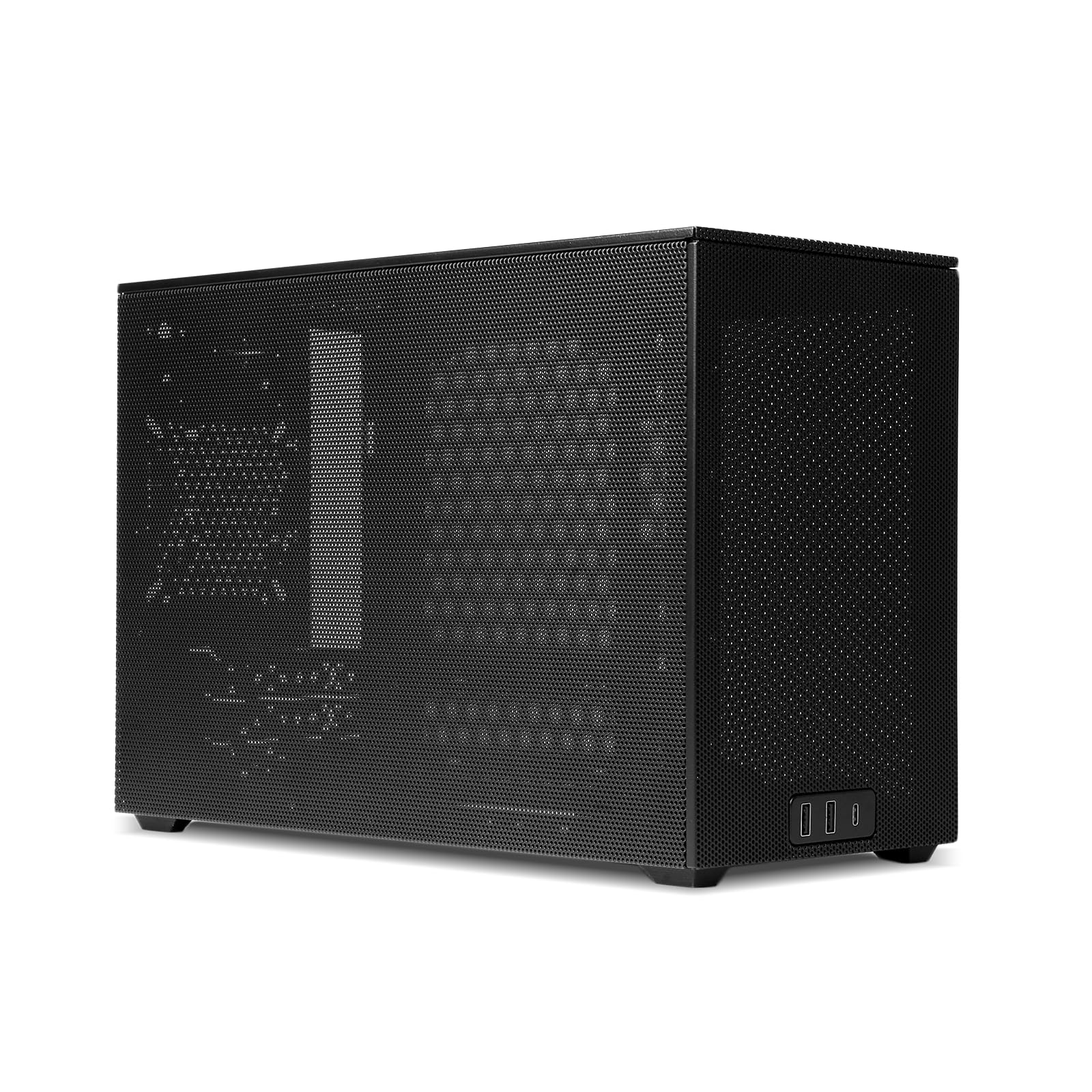 ★SSU-MESH-D-FM-GY SSUPDコンパクトPCケース MESHROOM D Chacoal Black フルメッシュ構造 Mini-ITX/Mini-DTX規格対応 奥行き150mmATX電源搭載可能 3.4スロットGPU対応 日本正規代理店品