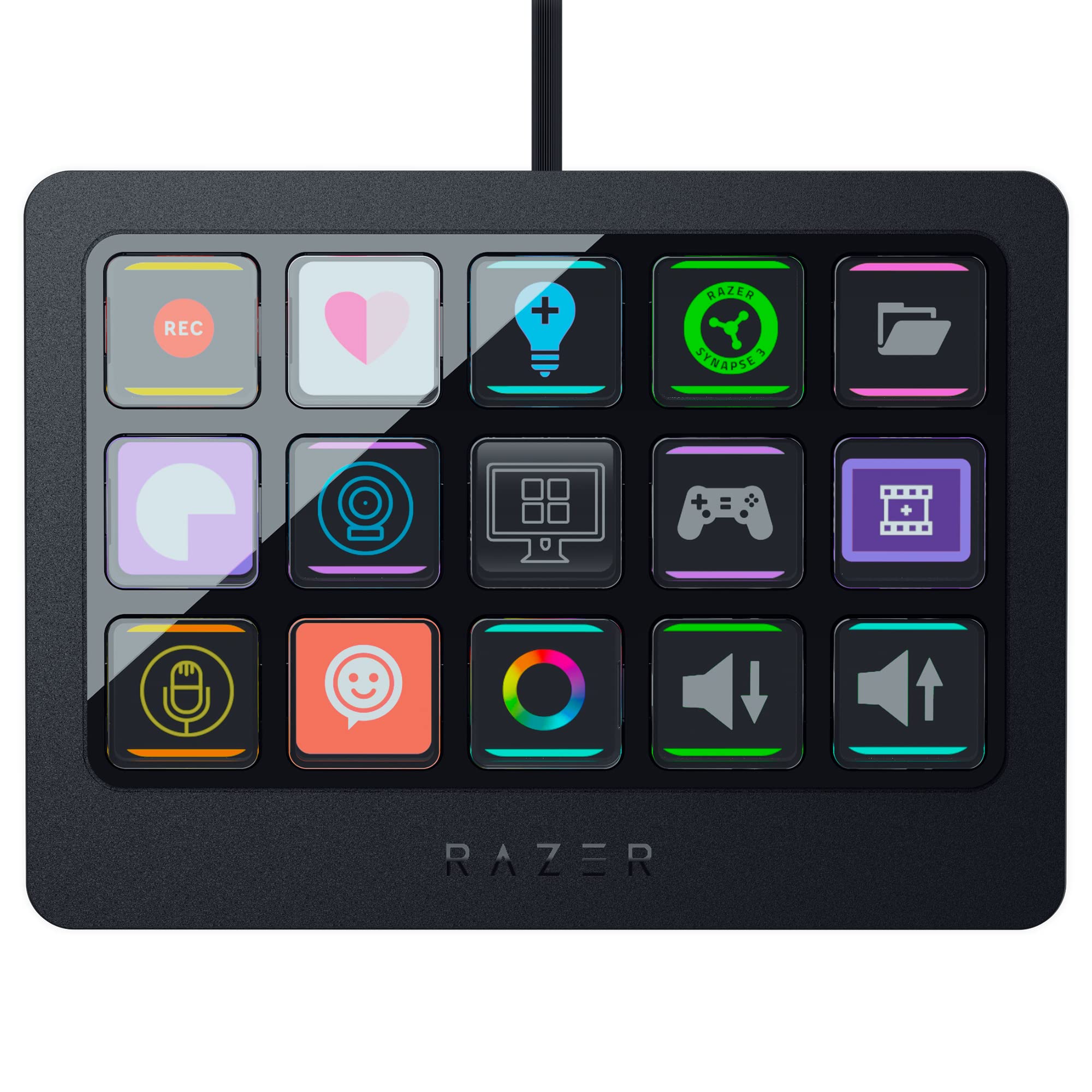 ★RZ20-04790100-R3M1 Razer レイザー Stream Controller X 自由に割り当て可能なボタンによりライブ配信やコンテンツ制作で便利になる一体型コントローラー 15個の Switchblade ボタン 主要な配信ソフトウェアに対応 効率的なマルチタスクを可能にする設計 着脱式の角度50°な滑り止めマグネットスタンド PC Mac ストリーム コントローラー エックス 【日本正規代理店保証品】