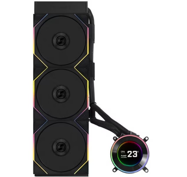 LL-HS2-LCD-360TL-BK 水冷CPUクーラー 120mmファンｘ3 LGA1851/1700・AM5/AM4 HydroShift II LCD-C 360TL ブラック