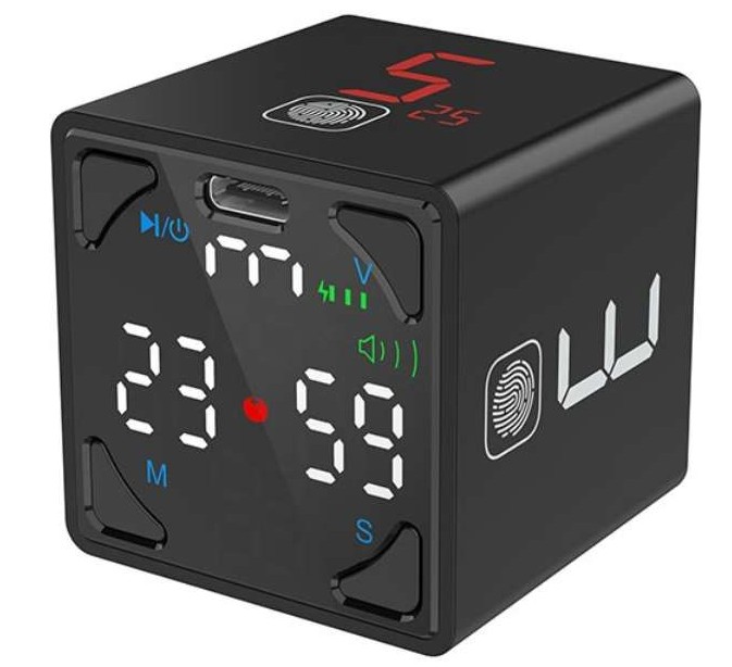 TK1BL1 llano TickTime Cube 楽しく時間管理ができるポモドーロタイマー ブラック TK1-BL1